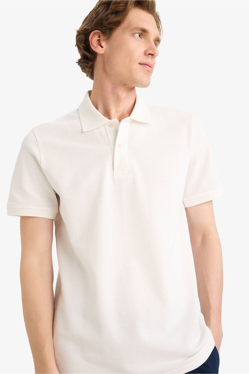 DeFacto White Man Cotton Polo T-Shirt Casual - Image 1